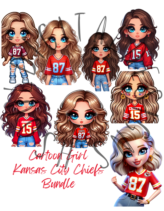 KC Chiefs Cartoon Girl Bundle DIGITAL DOWNLOAD