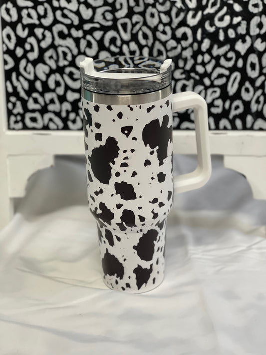 Black and White Cow Print Stanley DUPE 40 oz