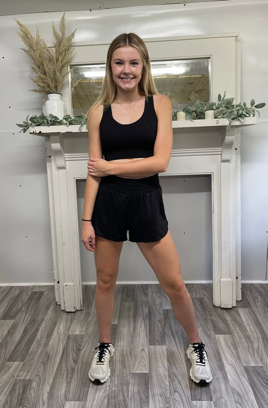 Butter Fabric Track Shorts- Black or Pink Rae Mode