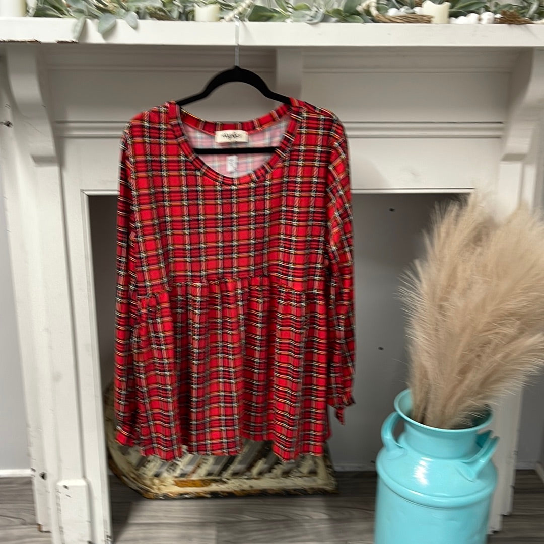 Christmas Holiday Plaid Knit Top